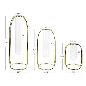 Elegant Gold Metal Clear Glass Test Tube Bud Vases