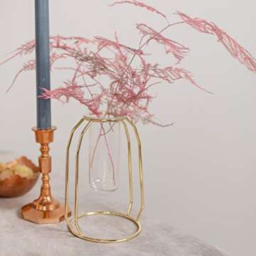 Elegant Gold Metal Clear Glass Test Tube Bud Vases