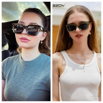 FEISEDY Women Sunglasses UV400 Square Chunky Frame