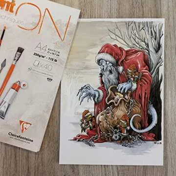 Clairefontaine - Ref 96538C - Paint'ON Multi-Technique Glued Paper Pad (40 Sheets) - A5 Size, 250gsm Heavyweight Paper, Natural Coloured Paper, Acid Free, pH Neutral