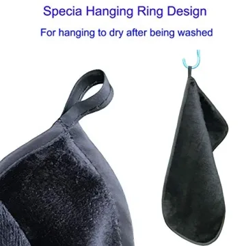 WYLIMG Makeup Remover Cloth (5 pack) Reusable Microfiber Makeup Remover Face Towel Removing All Makeup With Just Water Soft for All Skin Types 7.5 inch X 15 inch Black