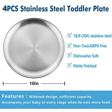 HaWare Stainless Steel Plates for Kids and Camping