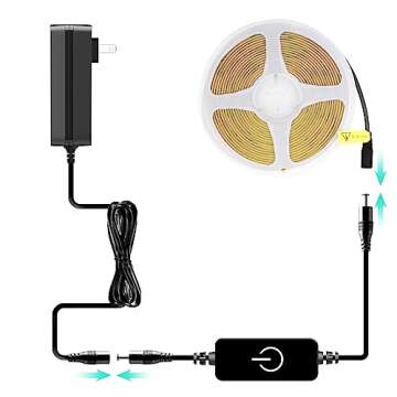 Pandery COB LED Strip,LED Strip Lights 5M/16.4ft,Touch Dimmable LED Strips,CRI90+,2700K Warm White cob led,1600LEDs,24V LED Tape Lights,Indoor for Bedroom, Kitchen, TV, Mirror,Cabinet