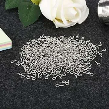 500PCS 4 x 8mm Small Screw Eye Pins for Jewelry Making, Mini Eyelets Threaded Clasps Hooks for Art D...