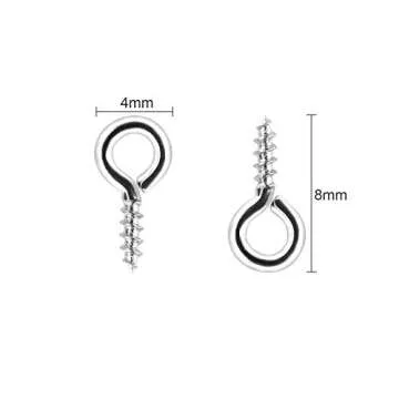 500PCS 4 x 8mm Small Screw Eye Pins for Jewelry Making, Mini Eyelets Threaded Clasps Hooks for Art DIY, Metal Hoop Peg/Bracelet Connectors