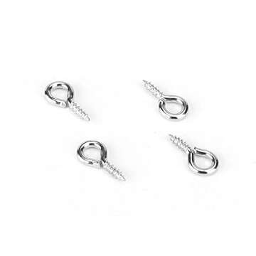 500PCS 4 x 8mm Small Screw Eye Pins for Jewelry Making, Mini Eyelets Threaded Clasps Hooks for Art DIY, Metal Hoop Peg/Bracelet Connectors