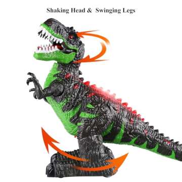 TEMI Remote Control Dinosaur Toys for Boys 3 4 5 6 7 8 Years, Electrical Stunt RC Walking Dinosaur Toy with Light and Sound, Rechargeable Battery, 360° Rotating, Birthday Toys for Kids