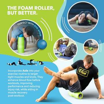 RAD Axle Exercise Foam Roller - Extra Firm High Density Foam Roller for Back Pain & Stretching, HIPS, Legs, Shoulder - Deep Tissue Massage Roller - Muscle Foam Roller for Myofascial Release, Mobility