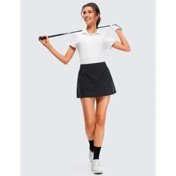 CRZ YOGA Womens High Waisted Tennis Skirts with 3 Pockets Golf A Line Lightweight Cute Athletic Casual Skorts Black Medium
