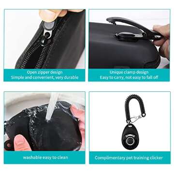 Dog Training Treat Pouch with Clip, Portable Waterproof Puppy Treat Bag and Training Clicker, S