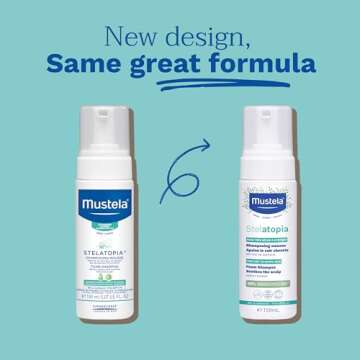 Mustela Stelatopia Eczema-Prone Skin Foam Shampoo for Newborn & Baby with - with Natural Avocado & S...
