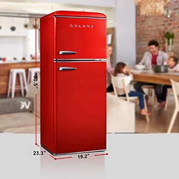Galanz GLR46TRDER Retro Compact Refrigerator with Freezer Mini Fridge with Dual Door, Adjustable Mechanical Thermostat, 4.6 Cu Ft, Red