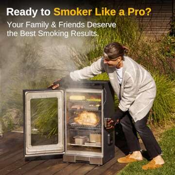 EAST OAK 30" Electric Smoker, Outdoor Smoker with Glass Door and Meat Thermometer, 725 Sq Inches of ...