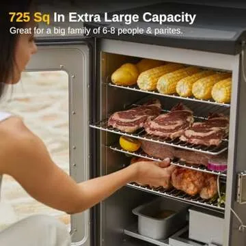 EAST OAK 30" Electric Smoker, Outdoor Smoker with Glass Door and Meat Thermometer, 725 Sq Inches of Cooking with Remote, 4 Detachable Racks Smoker Grill for Party, Home BBQ, Night Blue