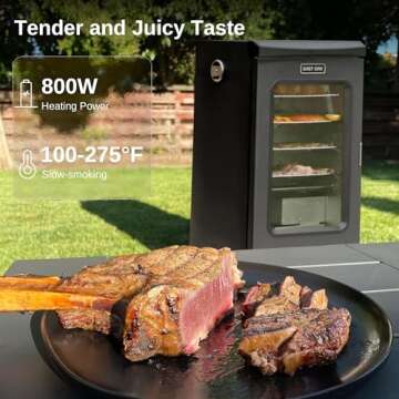 EAST OAK 30" Electric Smoker, Outdoor Smoker with Glass Door and Meat Thermometer, 725 Sq Inches of Cooking with Remote, 4 Detachable Racks Smoker Grill for Party, Home BBQ, Night Blue