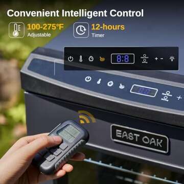 EAST OAK 30" Electric Smoker, Outdoor Smoker with Glass Door and Meat Thermometer, 725 Sq Inches of Cooking with Remote, 4 Detachable Racks Smoker Grill for Party, Home BBQ, Night Blue