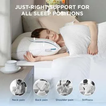 Bedsure Firm Pillows Queen Size Set of 2 - Adjustable Shredded Memory Foam Pillows, PE Cooling Design Dual-Sided with Rayon Derived from Bamboo Washable Cover for Side, Back, Stomach, Hot Sleepers