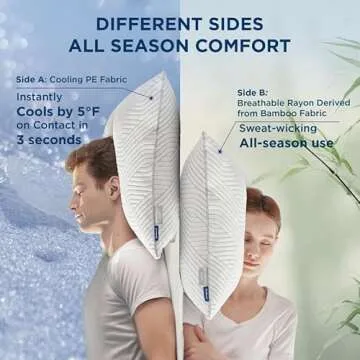 Bedsure Firm Pillows Queen Size Set of 2 - Adjustable Shredded Memory Foam Pillows, PE Cooling Design Dual-Sided with Rayon Derived from Bamboo Washable Cover for Side, Back, Stomach, Hot Sleepers