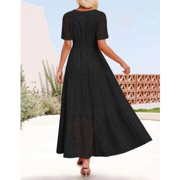 ZESICA Women's Summer Maxi Dress with Eyelet Design