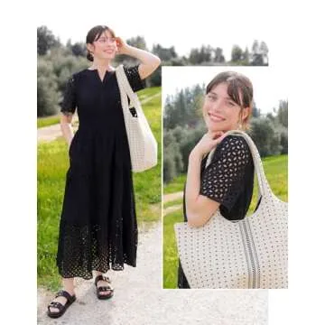 ZESICA Women's Summer Maxi Dress with Eyelet Design