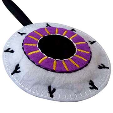 Halloween Ornaments - Set of 6 Plush Felt Handmade Decor - Broom, Jack-o'-Lantern, Frankenstein, Witchcraft, Eyeball, RIP Tomb Design - Christmas Ornaments for Tree - 3.5"