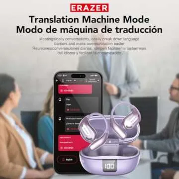 ERAZER XT66PRO AI Translation Earbuds Real Time OWS Wireless Bluetooth Earphones 135 Language Translator Earbuds Open Ear translating Headphones for Travel Business Learning Black