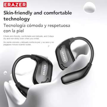 ERAZER XT66PRO AI Translation Earbuds Real Time OWS Wireless Bluetooth Earphones 135 Language Translator Earbuds Open Ear translating Headphones for Travel Business Learning Black