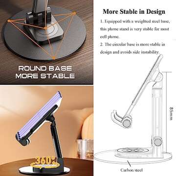 Adjustable Rotatable Phone Stand for Desk Use