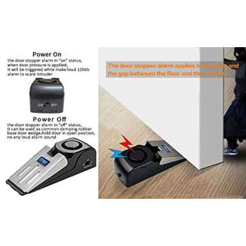 ZZRUI Upgraded 2 in 1 Portable Door Stopper Floor Wedge Security Alarm Loud 120db Entrance Alert Doo...