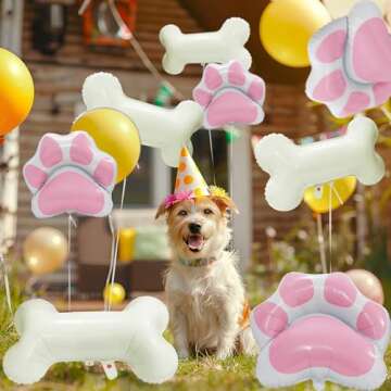 Dog Bone Balloons for Pet Party Decorations – 6 Pack