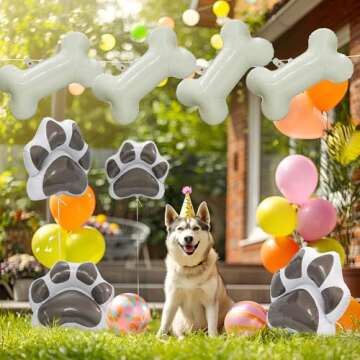 Dog Bone Balloons for Pet Party Decorations – 6 Pack