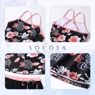 YOCOJA Girls Swimsuit Two Piece Bathing Suits Tankini with Adjustable Strap Swimwear with Boyshort Butterfly