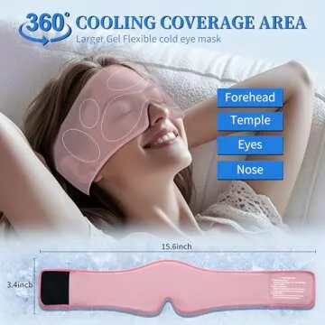 2 Pack Cooling Gel Eye Mask - Puffy Eyes, Dark Circles, Migraine Relief, FACEMOON Reusable Sleep Mask for Hot & Ice Cold Compress, Long Lasting Comfort for Dry Eyes, Stress Relief(Black,Pink)