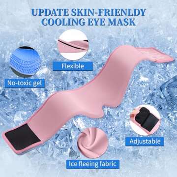 2 Pack Cooling Gel Eye Mask - Puffy Eyes, Dark Circles, Migraine Relief, FACEMOON Reusable Sleep Mask for Hot & Ice Cold Compress, Long Lasting Comfort for Dry Eyes, Stress Relief(Black,Pink)