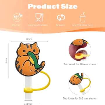 9PCS Straw Covers, 10mm Cute Straw Toppers for Stanley,Straw Covers Cap for Stanley Tumblers Drinking Cups,Accessories for Stanley Cup