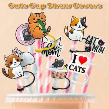 9PCS Straw Covers, 10mm Cute Straw Toppers for Stanley,Straw Covers Cap for Stanley Tumblers Drinking Cups,Accessories for Stanley Cup