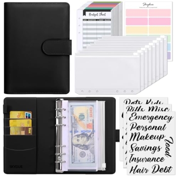 SKYDUE Budget Binder, Money Saving Binder with Zipper Envelopes, Cash Envelopes and Expense Budget S...