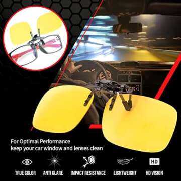 BLUE CUT Clip on Polarized Night Vision Glasses for Night Driving
