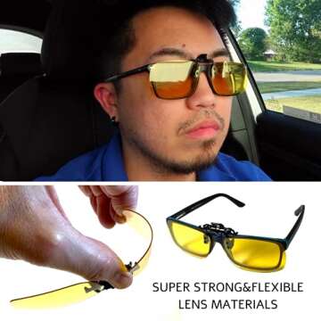 BLUE CUT Polarized Night Vision Clip-On Glasses for Driving