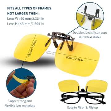 BLUE CUT Polarized Night Vision Clip-On Glasses for Driving