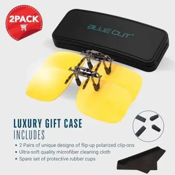 BLUE CUT Polarized Night Vision Clip-On Glasses for Driving