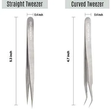 Precision Eyelash Tweezers Set Stainless Steel for Extensions