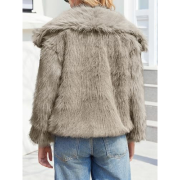 Tankaneo Women's Faux Fur Cropped Jacket Winter Warmth