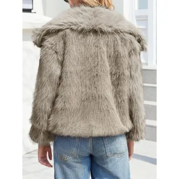 Tankaneo Women's Faux Fur Cropped Jacket Winter Warmth