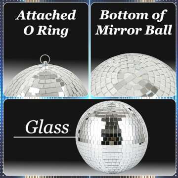 NuLink Disco Ball 6" Disco Ball Decor Hanging Disco Ball for Party Mirror Ball for Big Party Decorat...