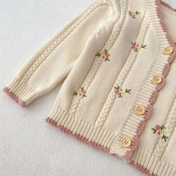 HOOLCHEAN Baby Girls Floral Cardigan Sweater - Cozy Style