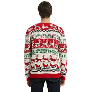 Men's Ugly Christmas Rudolph Sweater - Festive Knitted Cardigan