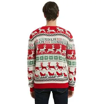 Men's Ugly Christmas Rudolph Sweater - Festive Knitted Cardigan