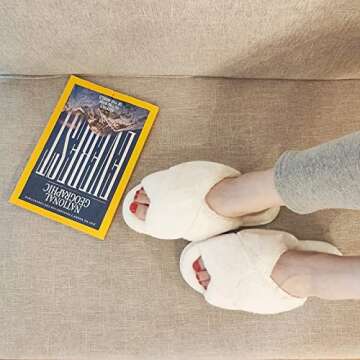 VONMAY Women's Plush Cross Band Slippers - Cozy Furry House Shoes