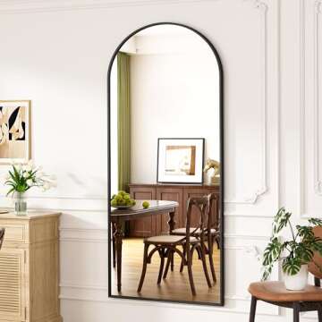 ZMYCZ Full Length Mirror, 71"x30" Arched Floor Length Mirror, Oversized Standing Mirror, Hanging or ...